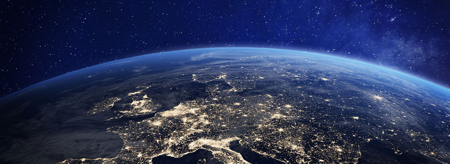 Europe at night from space